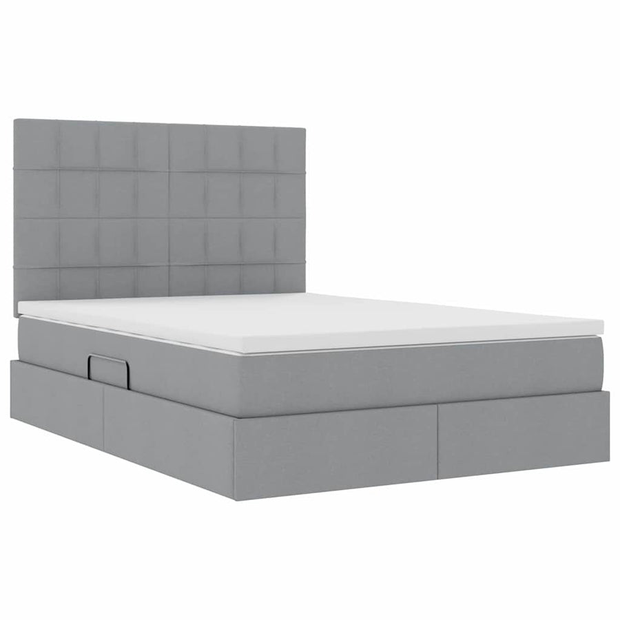 Opslag bed met matras Lichtgrijs 140 x 200 cm Nep Leer