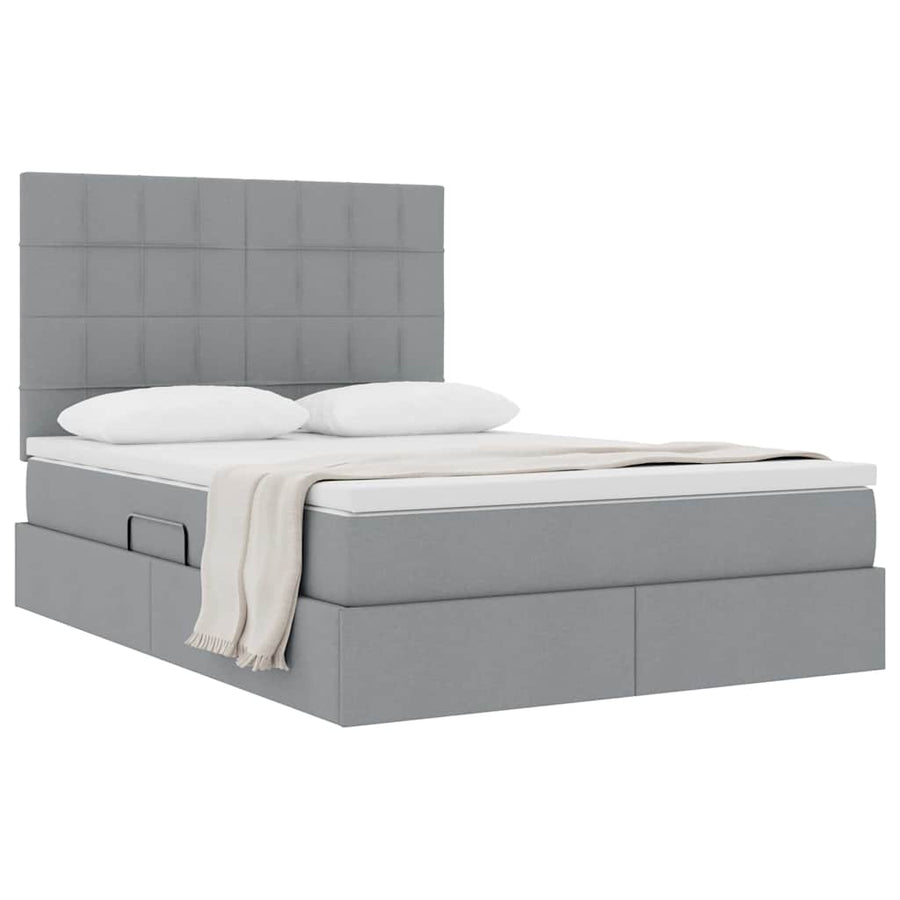 Opslag bed met matras Lichtgrijs 140 x 200 cm Nep Leer