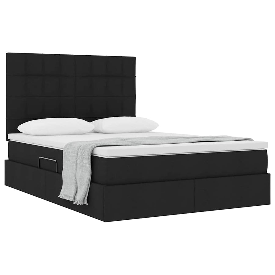 Opslag bed met matras met opslag Zwart 140 x 200 cm Nep Leer