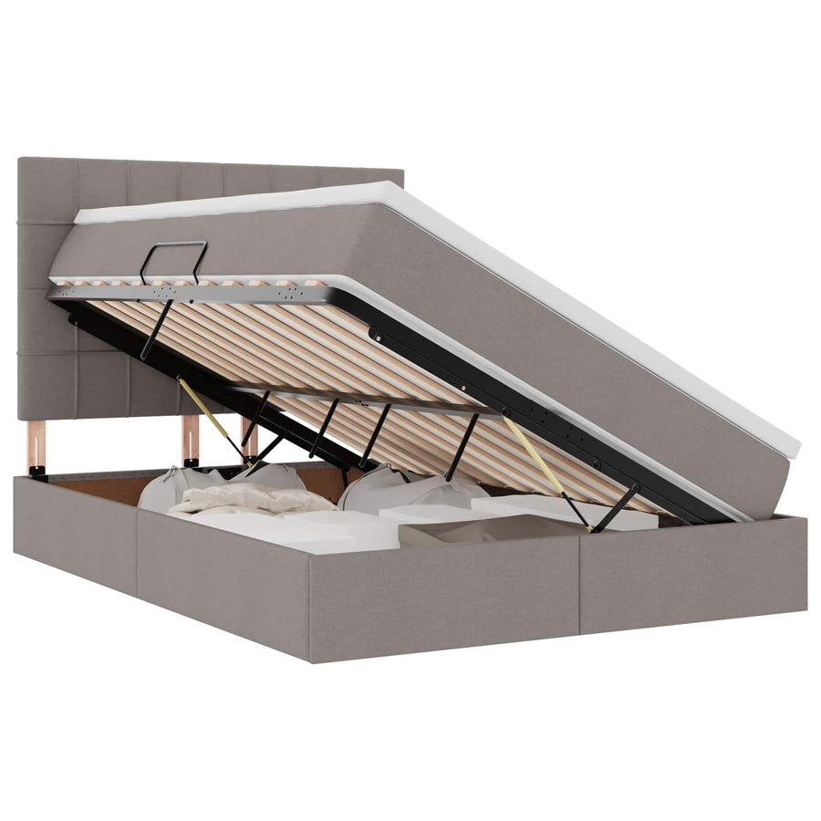 Opslag bed met matras met opslag Taupe 140 x 200 cm Nep Leer