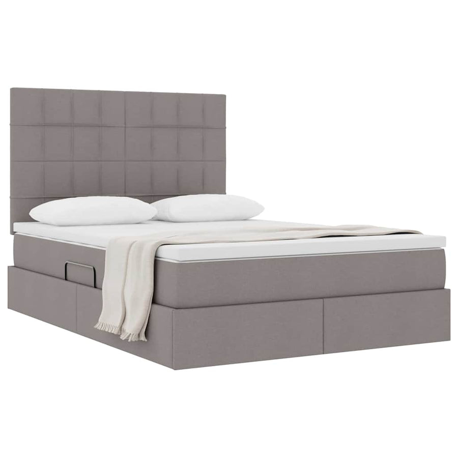 Opslag bed met matras met opslag Taupe 140 x 200 cm Nep Leer