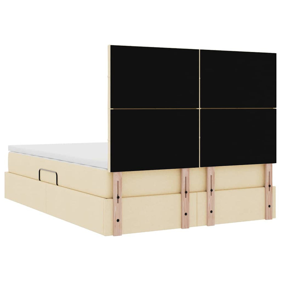 Opslag bed met matras met opslag Crème 140 x 200 cm Nep Leer