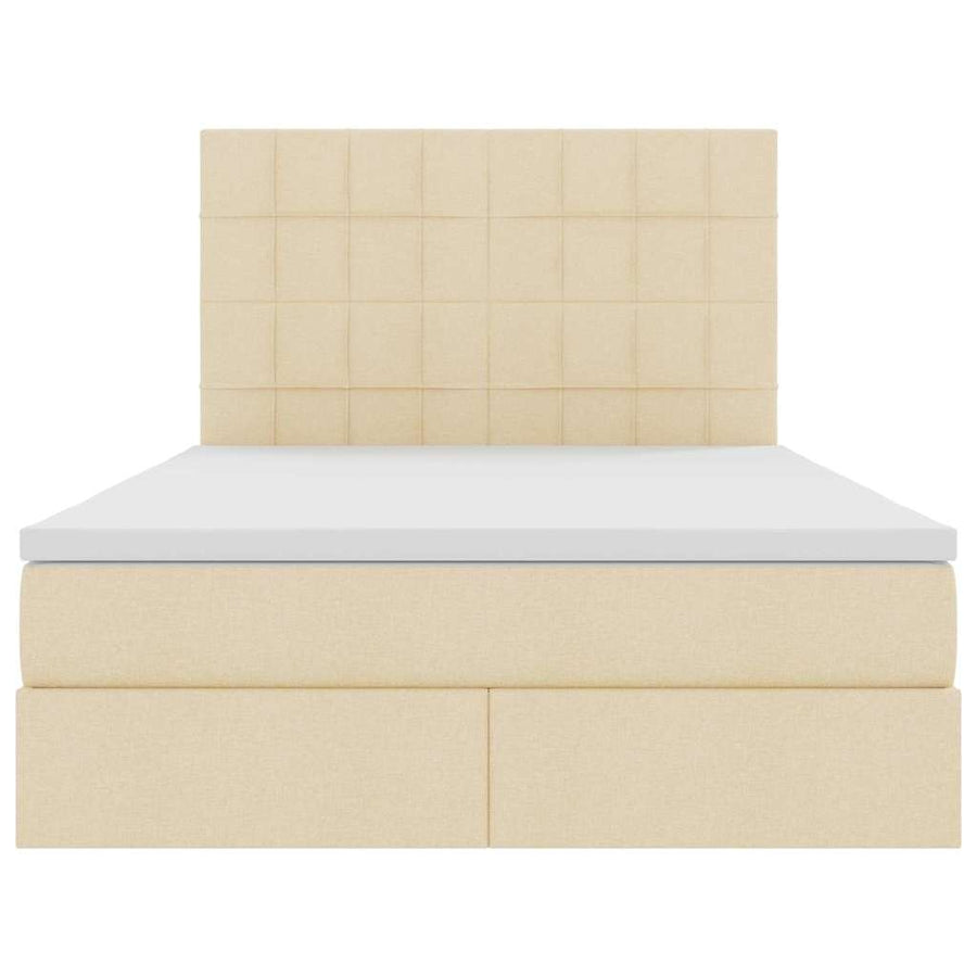 Opslag bed met matras met opslag Crème 140 x 200 cm Nep Leer