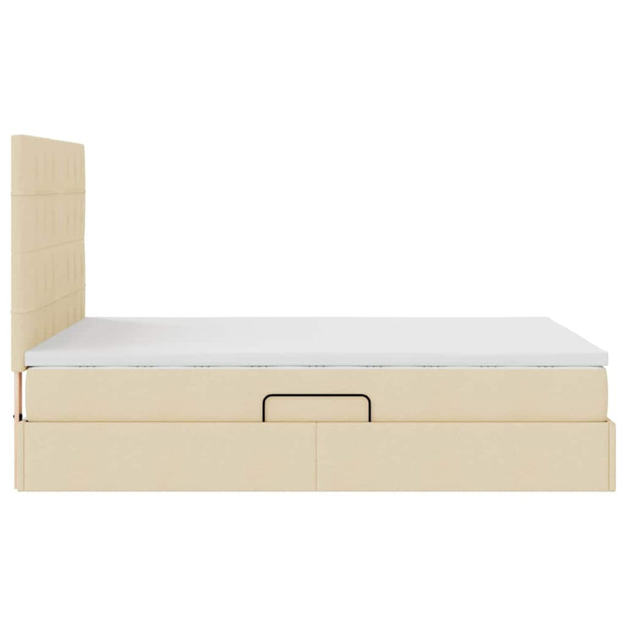 Opslag bed met matras met opslag Crème 140 x 200 cm Nep Leer