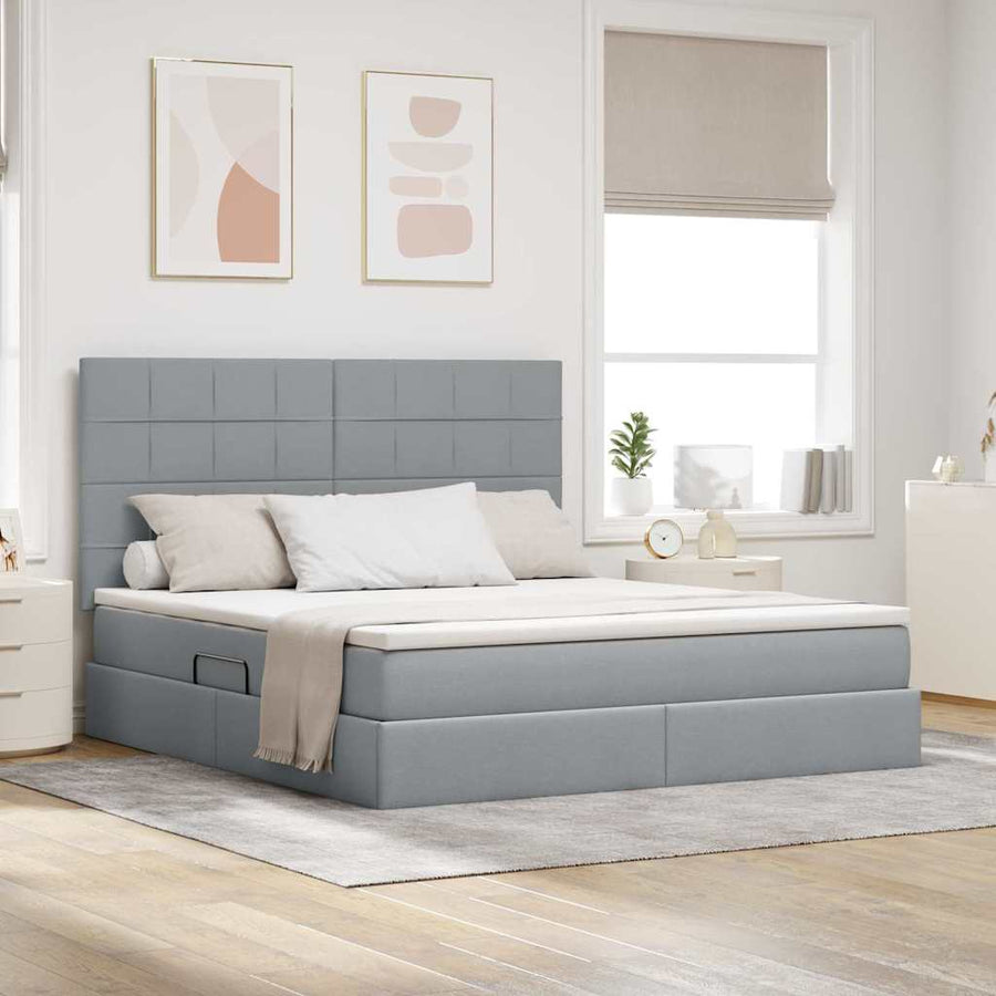 Opslag bed met matras Lichtgrijs 160 x 200 cm Nep Leer