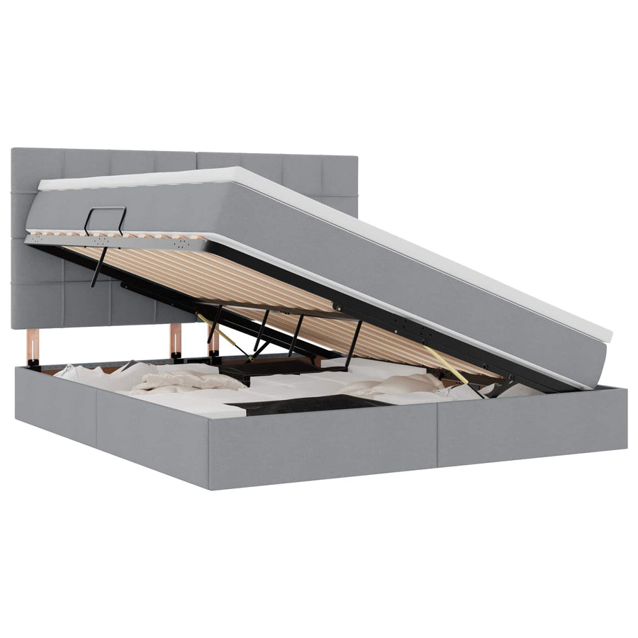 Opslag bed met matras Lichtgrijs 160 x 200 cm Nep Leer