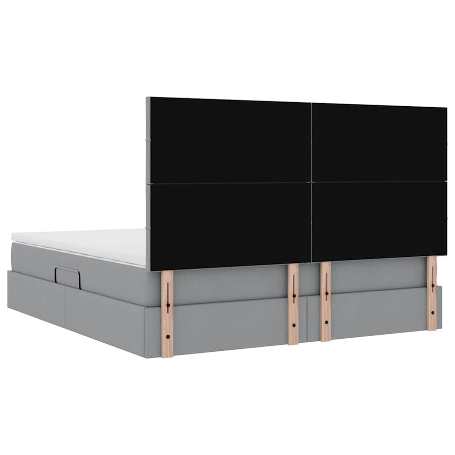 Opslag bed met matras Lichtgrijs 160 x 200 cm Nep Leer