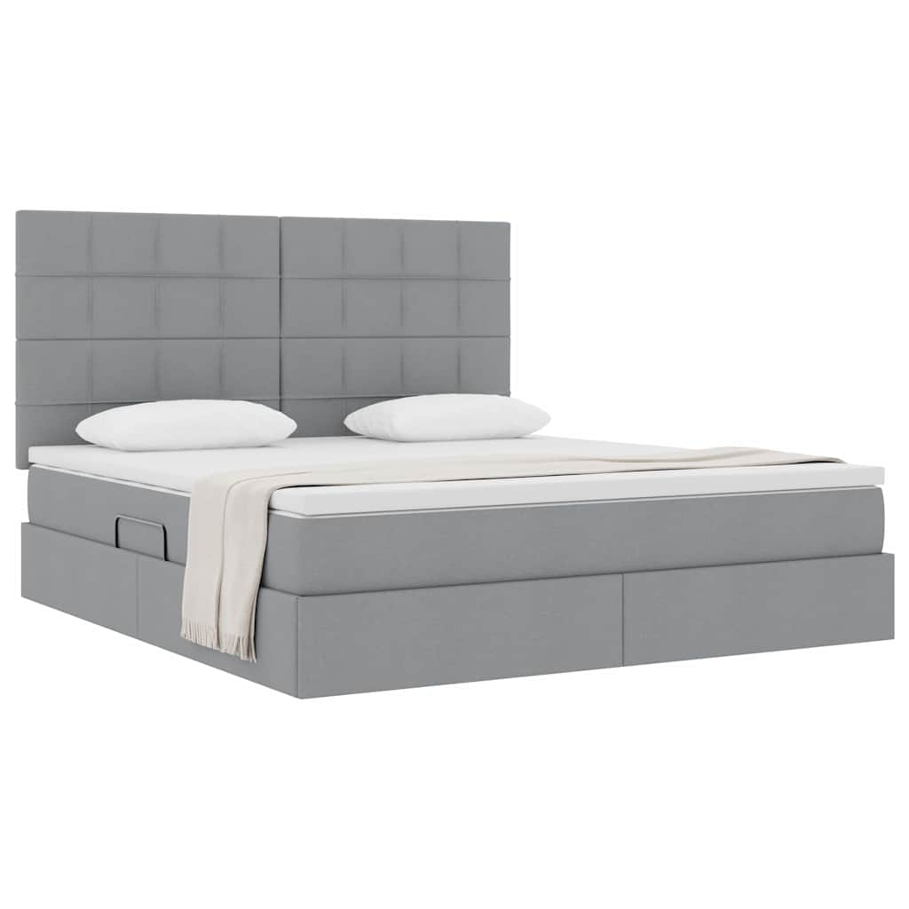 Opslag bed met matras Lichtgrijs 160 x 200 cm Nep Leer