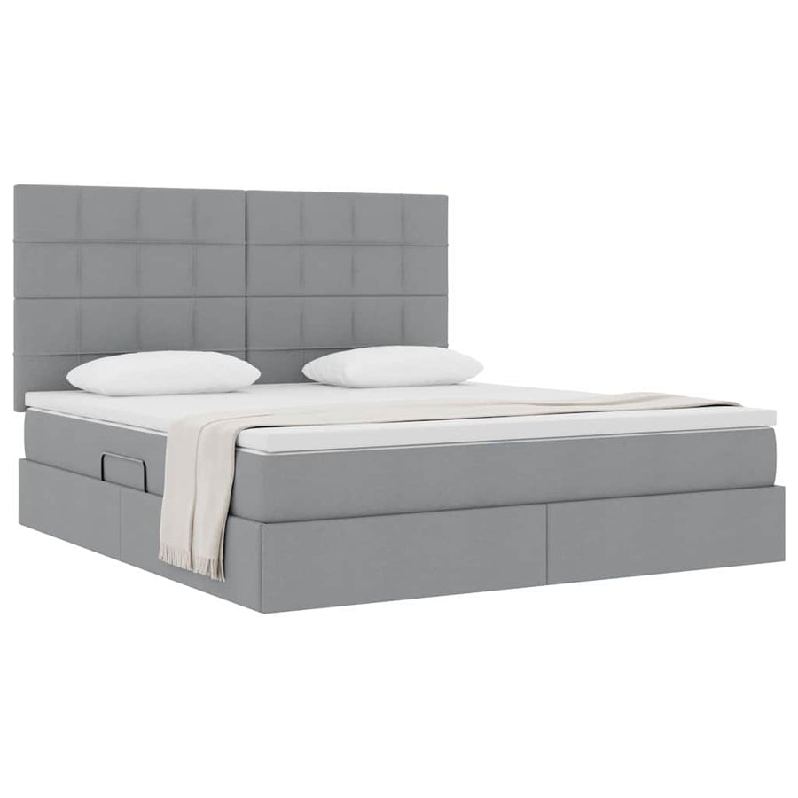 Opslag bed met matras Lichtgrijs 160 x 200 cm Nep Leer