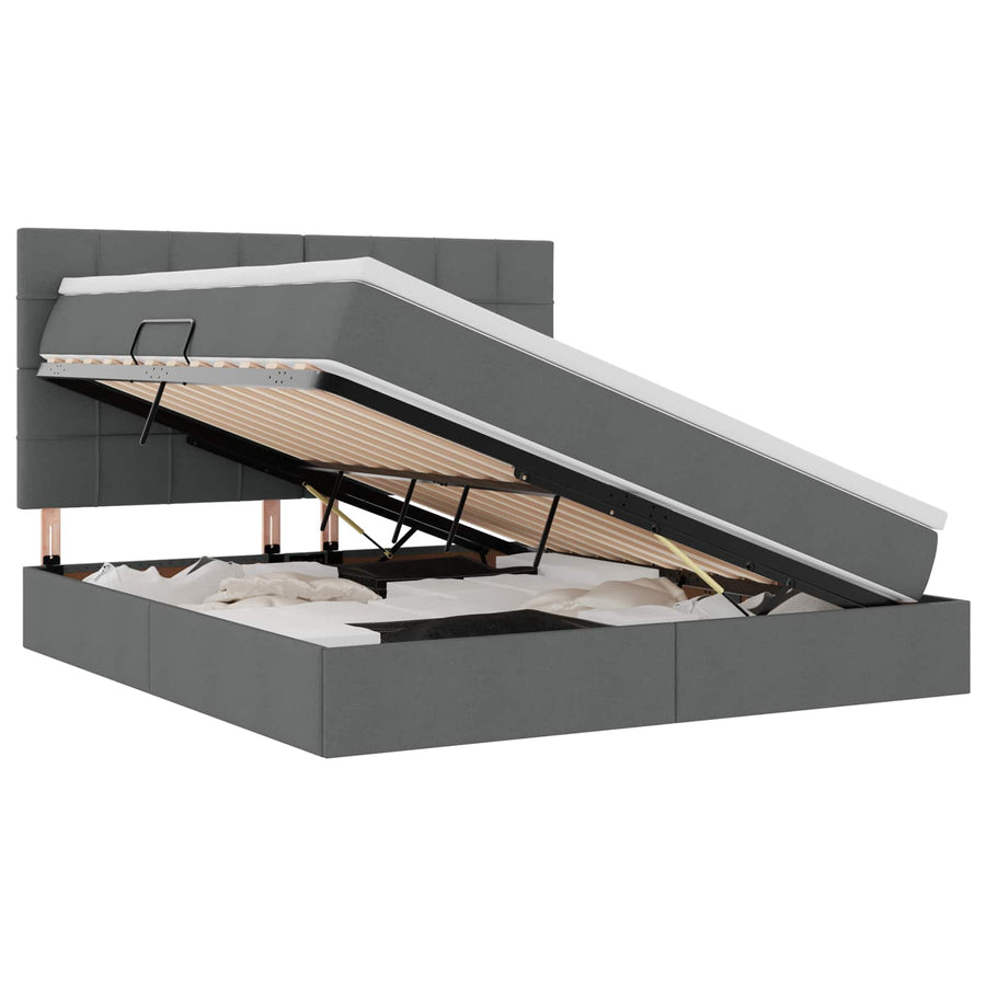 Opslag bed met matras Donkergrijs 160 x 200 cm Nep Leer