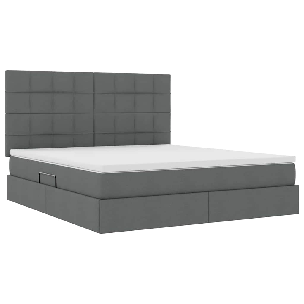 Opslag bed met matras Donkergrijs 160 x 200 cm Nep Leer