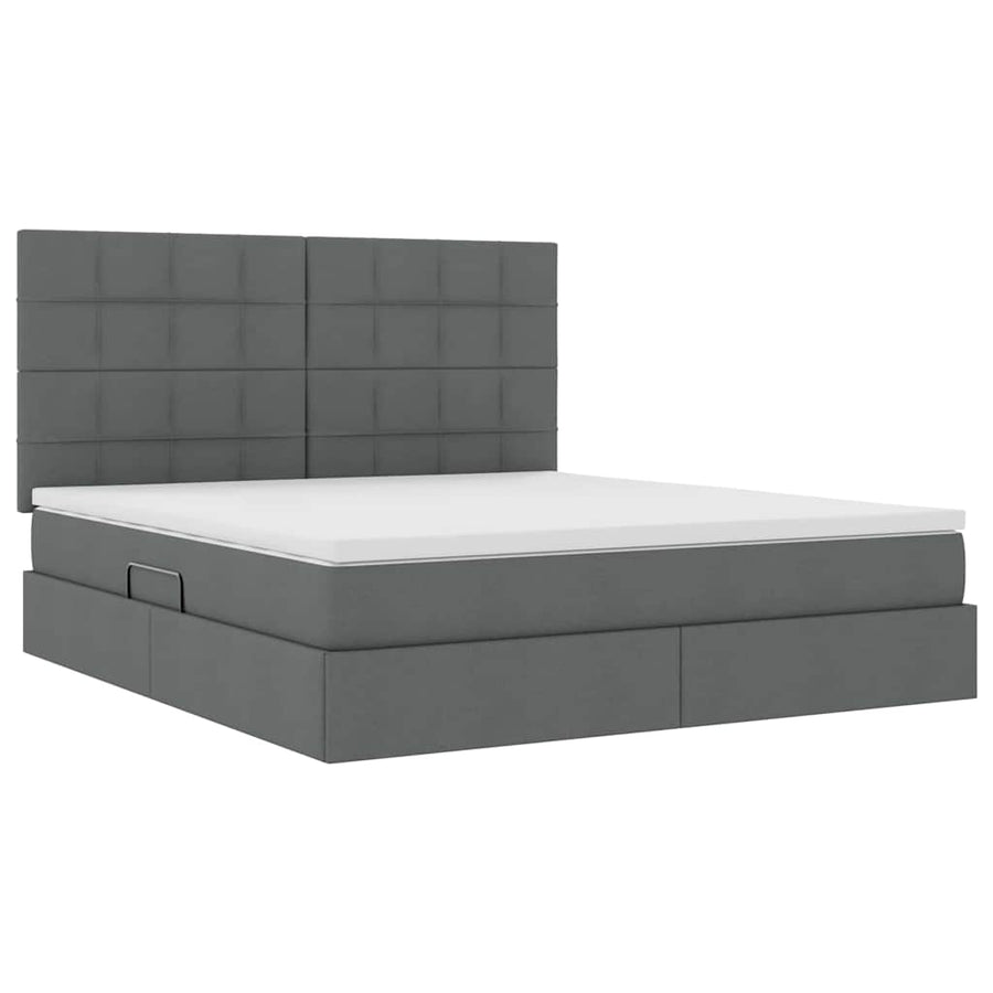 Opslag bed met matras Donkergrijs 160 x 200 cm Nep Leer