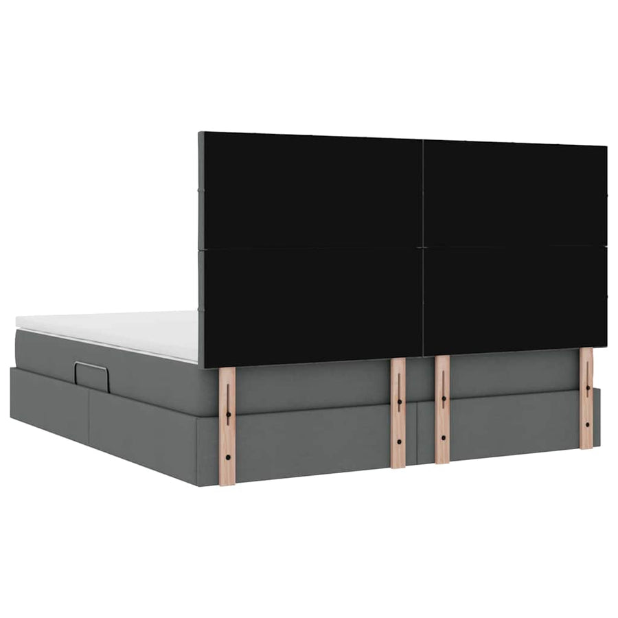 Opslag bed met matras Donkergrijs 160 x 200 cm Nep Leer