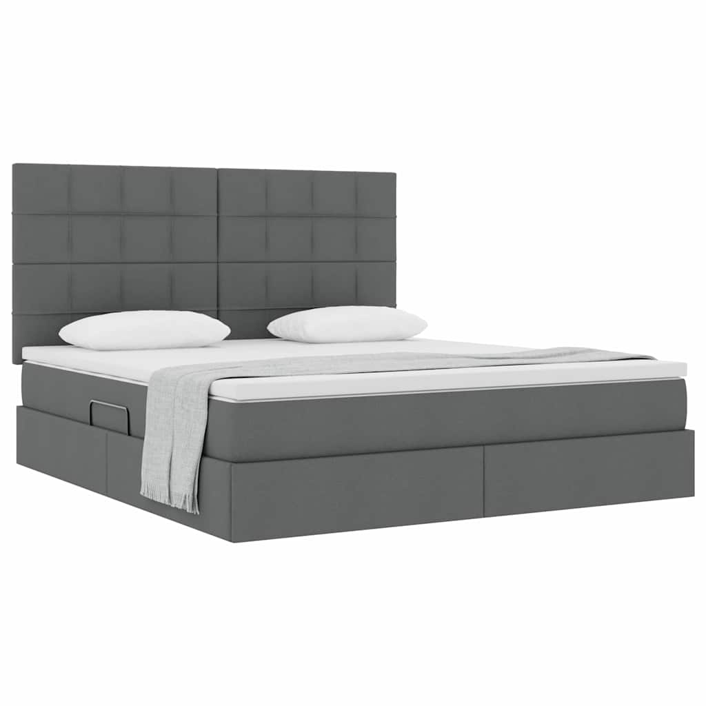 Opslag bed met matras Donkergrijs 160 x 200 cm Nep Leer