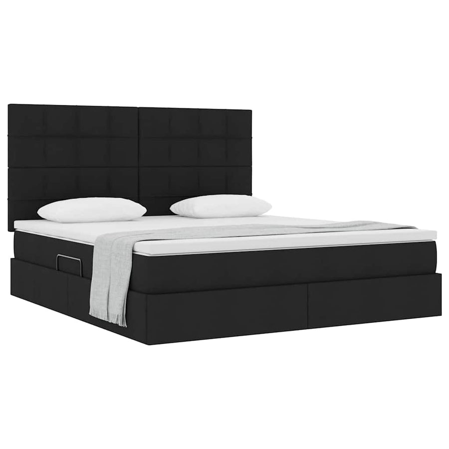 Opslag bed met matras met opslag Zwart 160 x 200 cm Nep Leer
