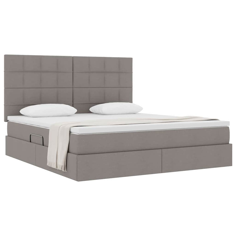 Opslag Bed Met Matras Met Matras Polyester Taupe 160 x 200 cm Blok met vierkantjes