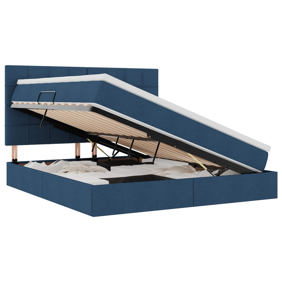 Opslag bed met matras met opslag Blauw 160 x 200 cm Nep Leer