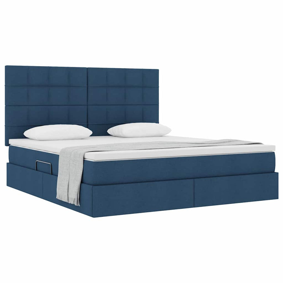 Opslag bed met matras met opslag Blauw 160 x 200 cm Nep Leer