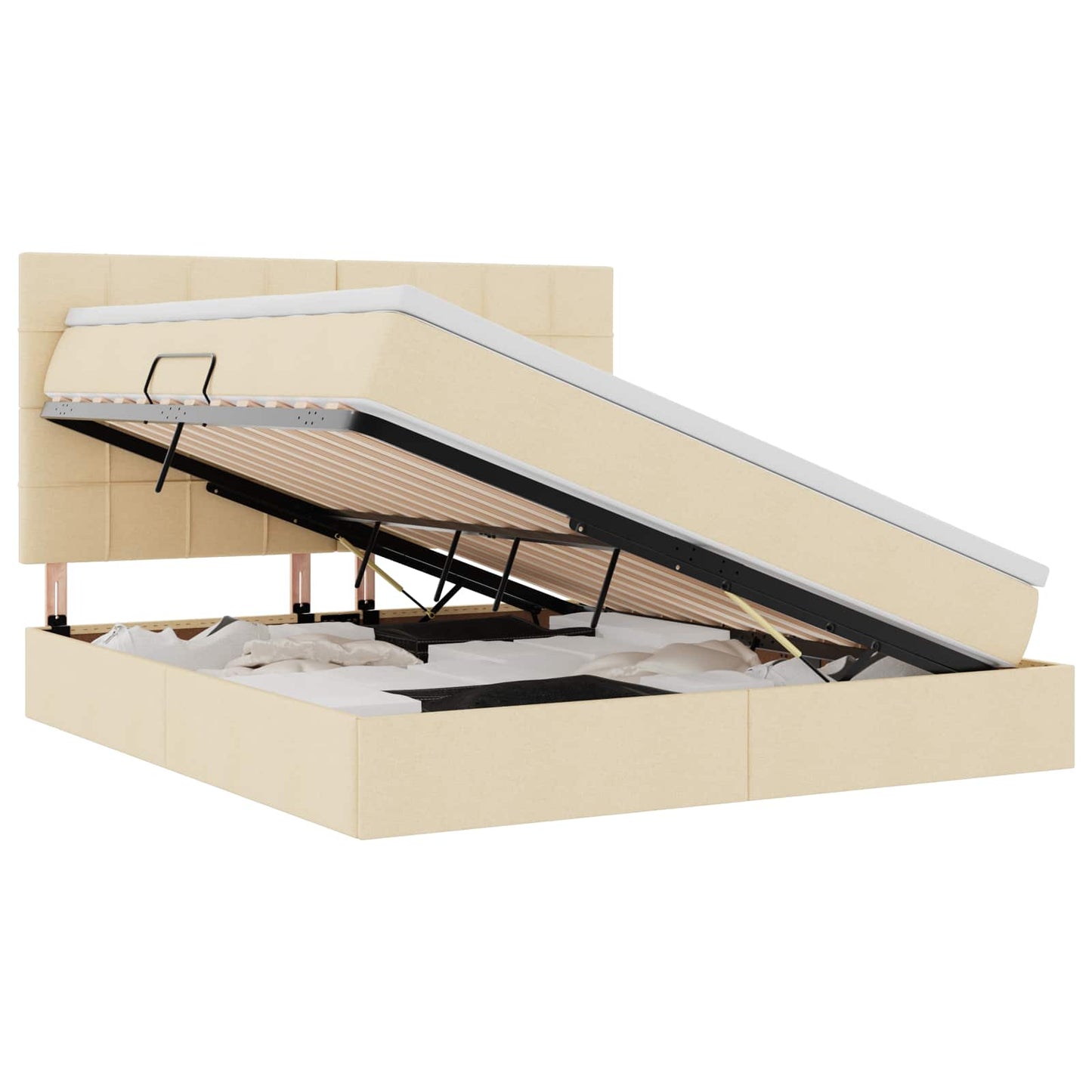 Opslag bed met matras met opslag Crème 180 x 200 cm Nep Leer