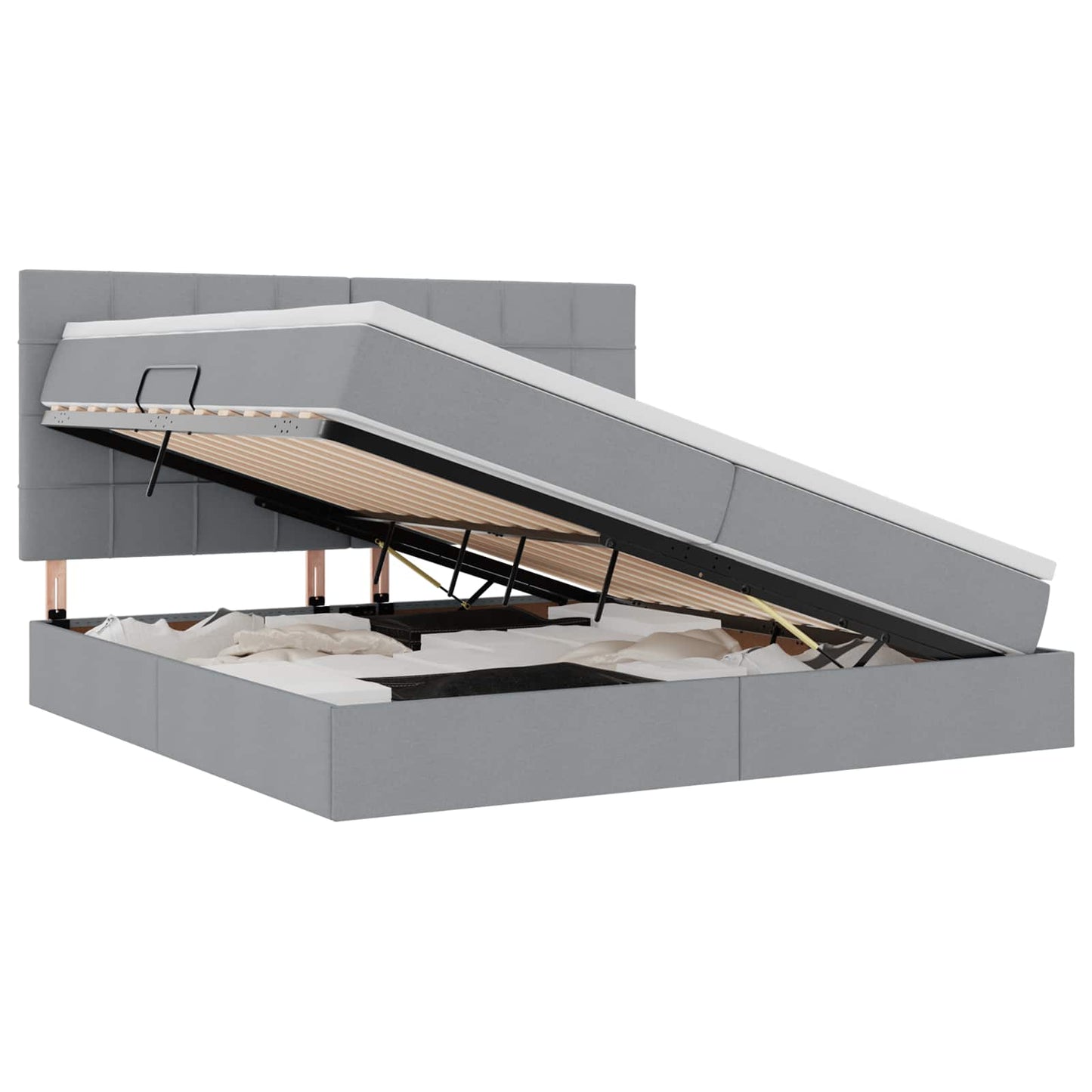 Opslag bed met matras Lichtgrijs 200 x 200 cm Nep Leer