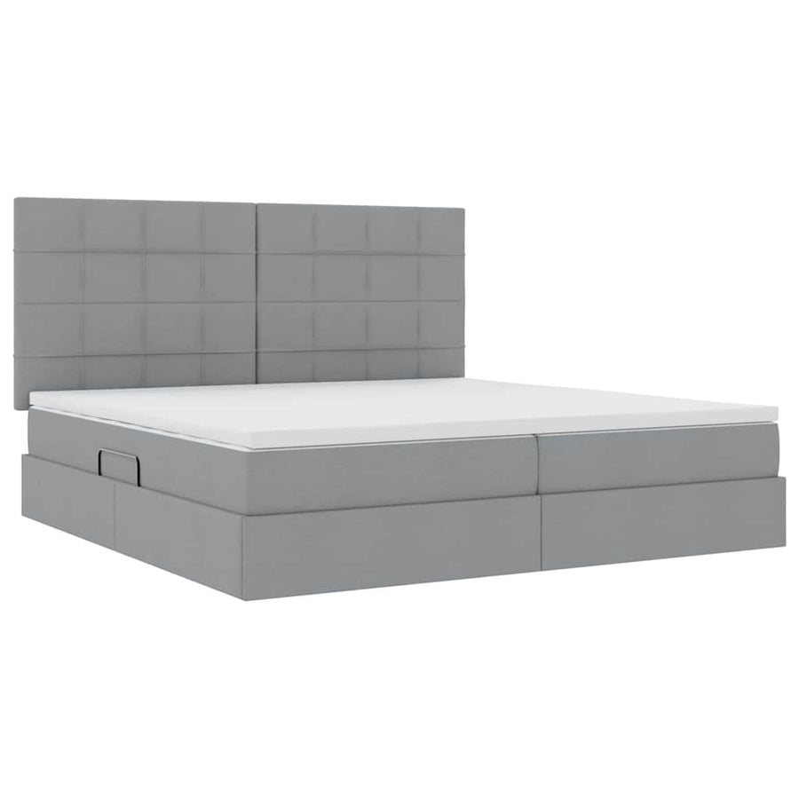Opslag bed met matras Lichtgrijs 200 x 200 cm Nep Leer