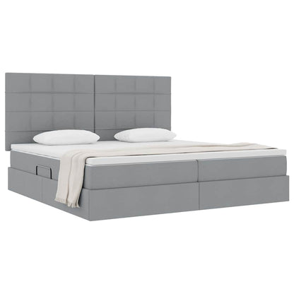 Opslag bed met matras Lichtgrijs 200 x 200 cm Nep Leer