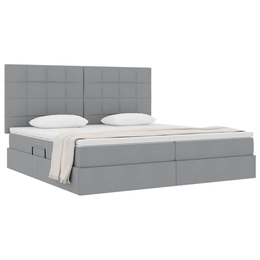 Opslag bed met matras Lichtgrijs 200 x 200 cm Nep Leer