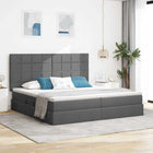 Storage bed with mattress Dark grey 200 x 200 cm Polyester