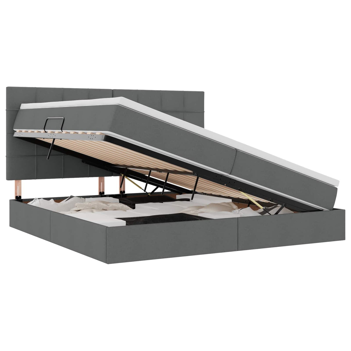 Opslag bed met matras Donkergrijs 200 x 200 cm Nep Leer