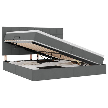 Opslag bed met matras Donkergrijs 200 x 200 cm Nep Leer