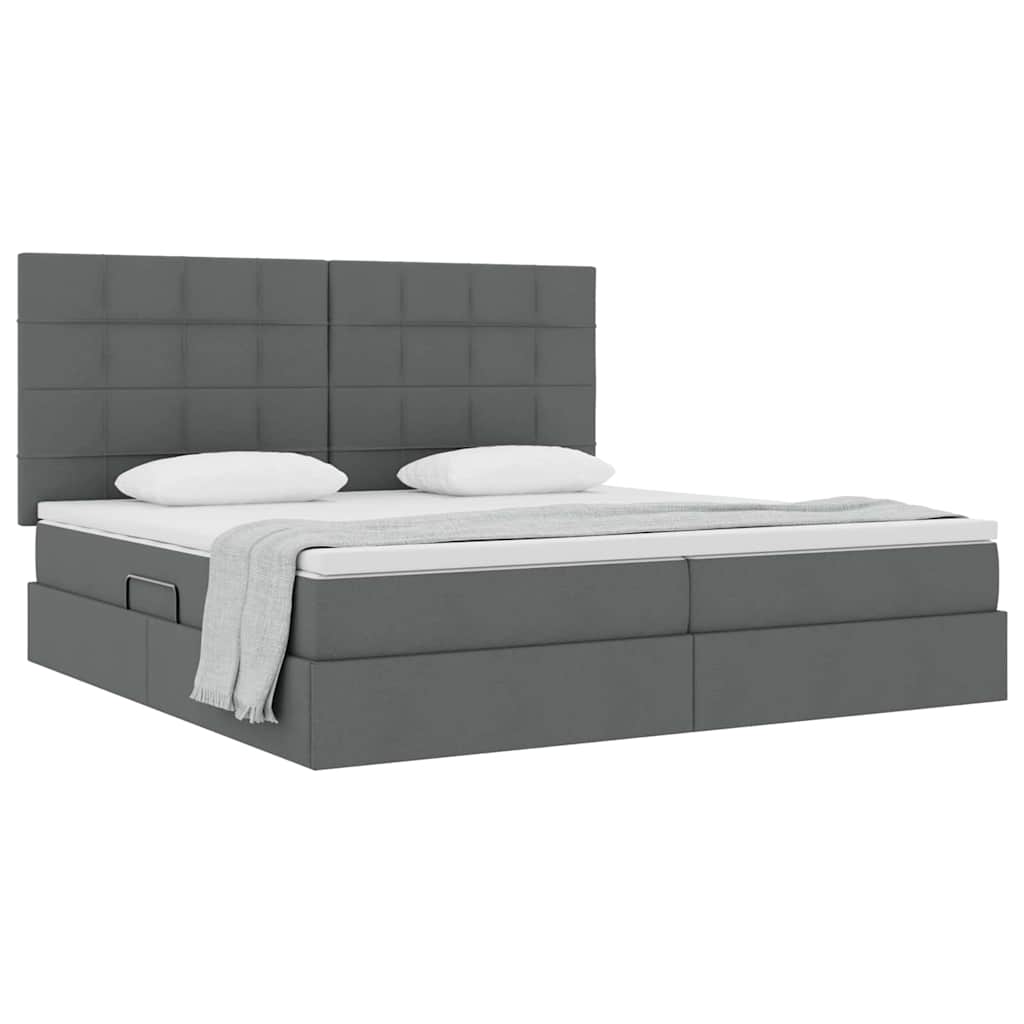 Opslag bed met matras Donkergrijs 200 x 200 cm Nep Leer
