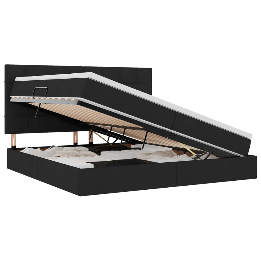 Opslag bed met matras met opslag Zwart 200 x 200 cm Nep Leer
