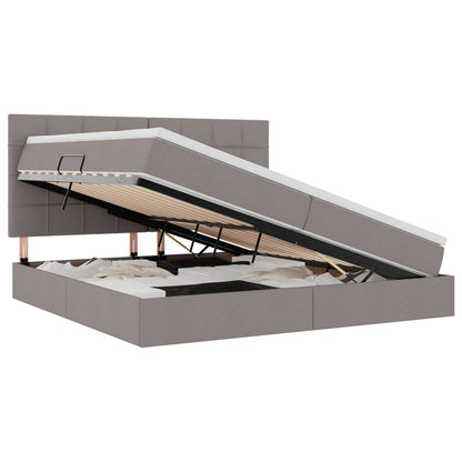Opslag bed met matras met opslag Taupe 200 x 200 cm Nep Leer