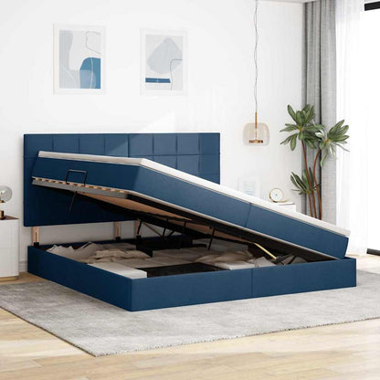 Opslag bed met matras met opslag Blauw 200 x 200 cm Nep Leer