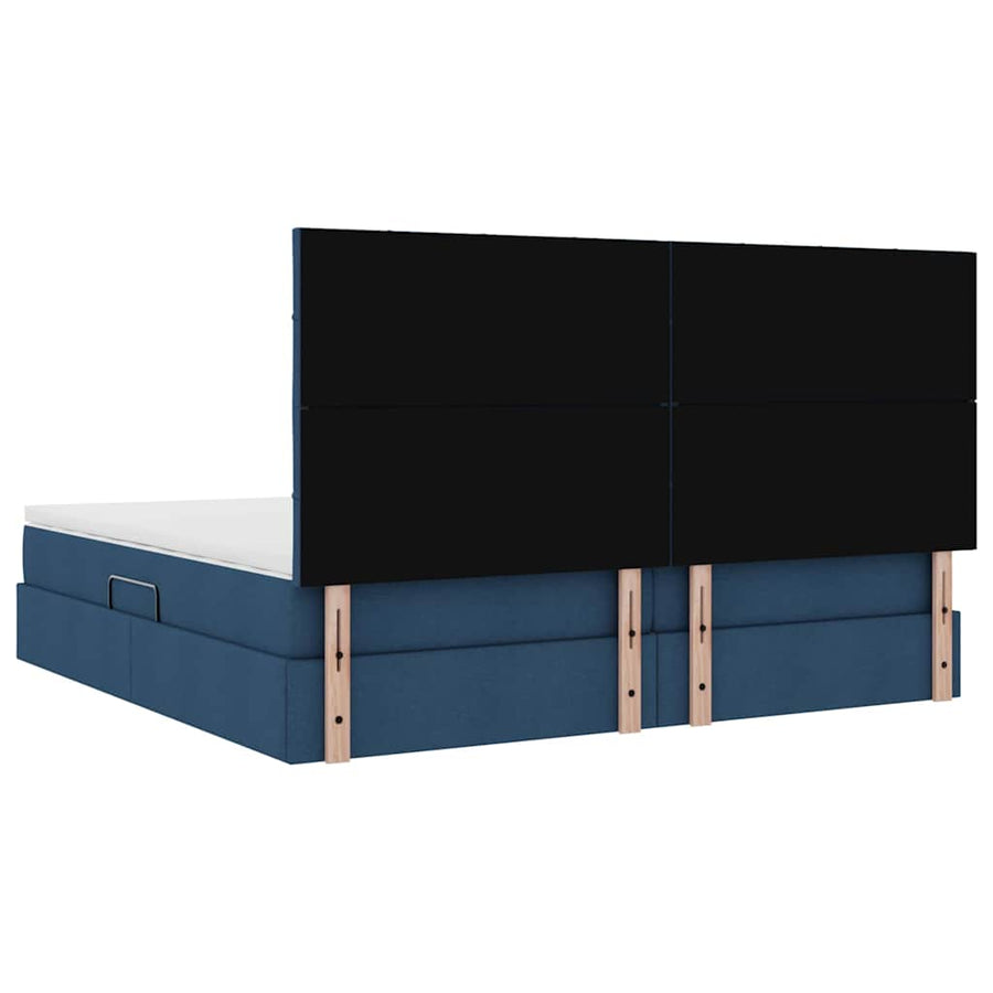 Opslag bed met matras met opslag Blauw 200 x 200 cm Nep Leer