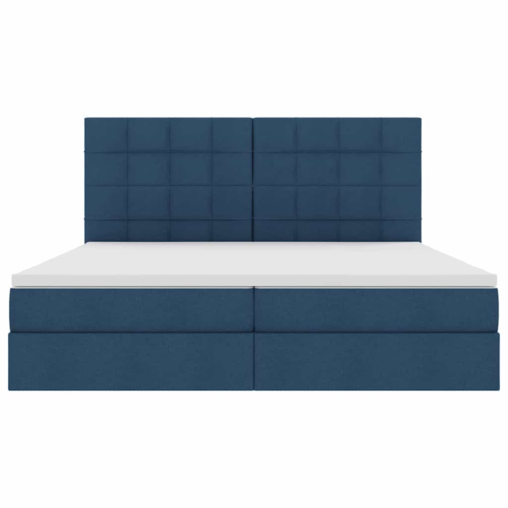 Opslag bed met matras met opslag Blauw 200 x 200 cm Nep Leer