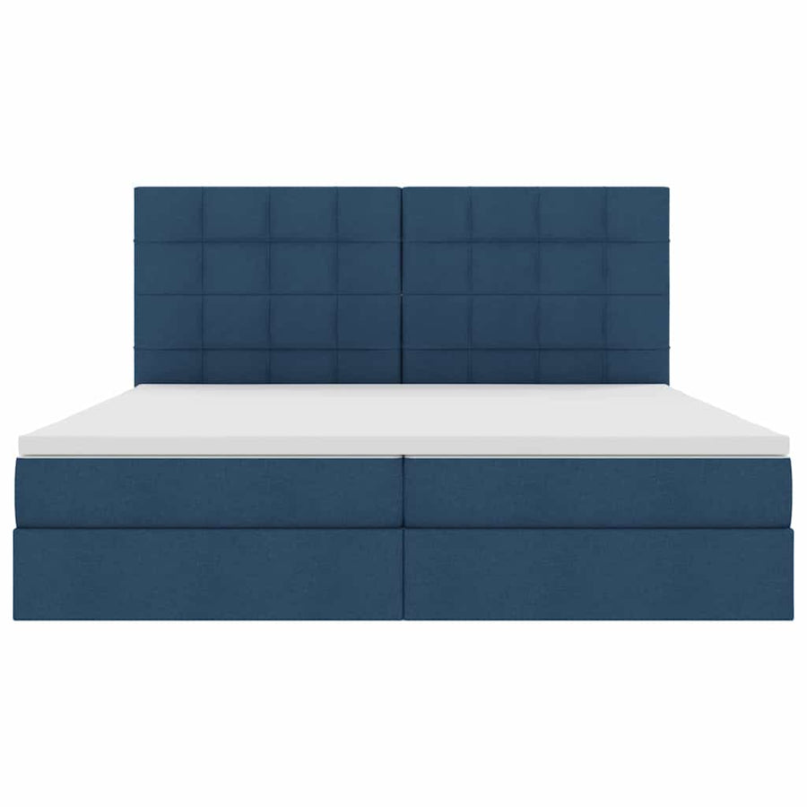Opslag bed met matras met opslag Blauw 200 x 200 cm Nep Leer