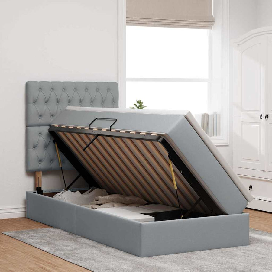 Opslag bed met matras Lichtgrijs 90 x 190 cm Polyester
