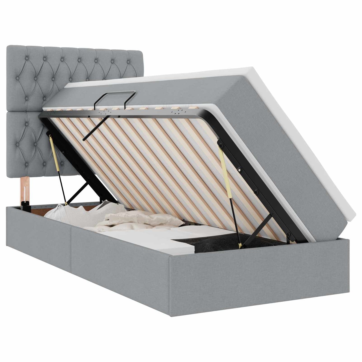 Opslag bed met matras Lichtgrijs 90 x 190 cm Polyester