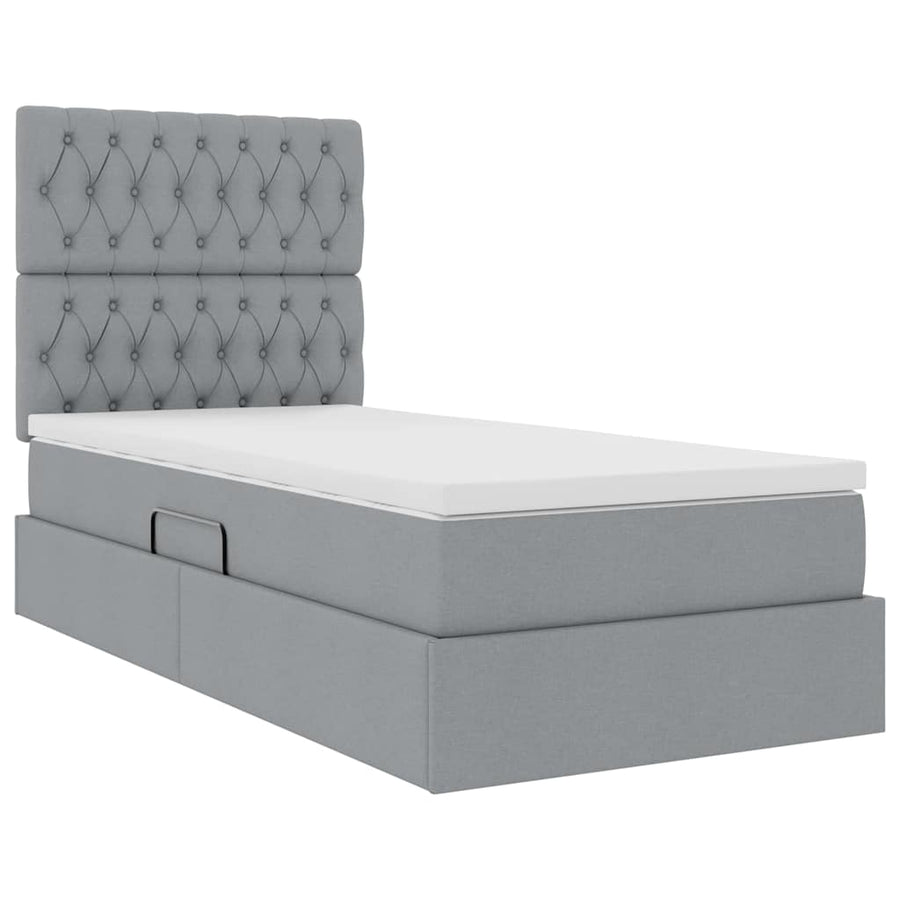 Opslag bed met matras Lichtgrijs 90 x 190 cm Polyester