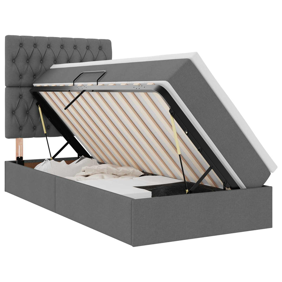 Opslag bed met matras Donkergrijs 90 x 190 cm Polyester