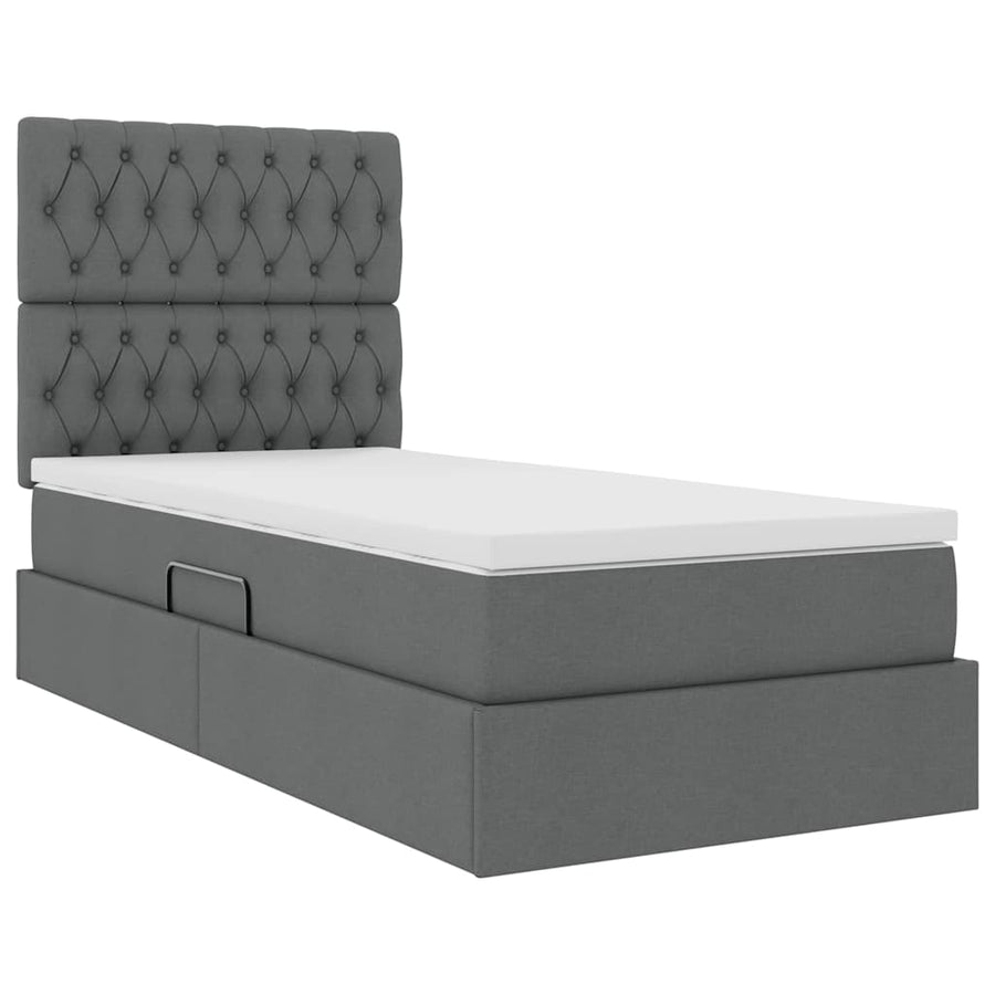Opslag bed met matras Donkergrijs 90 x 190 cm Polyester