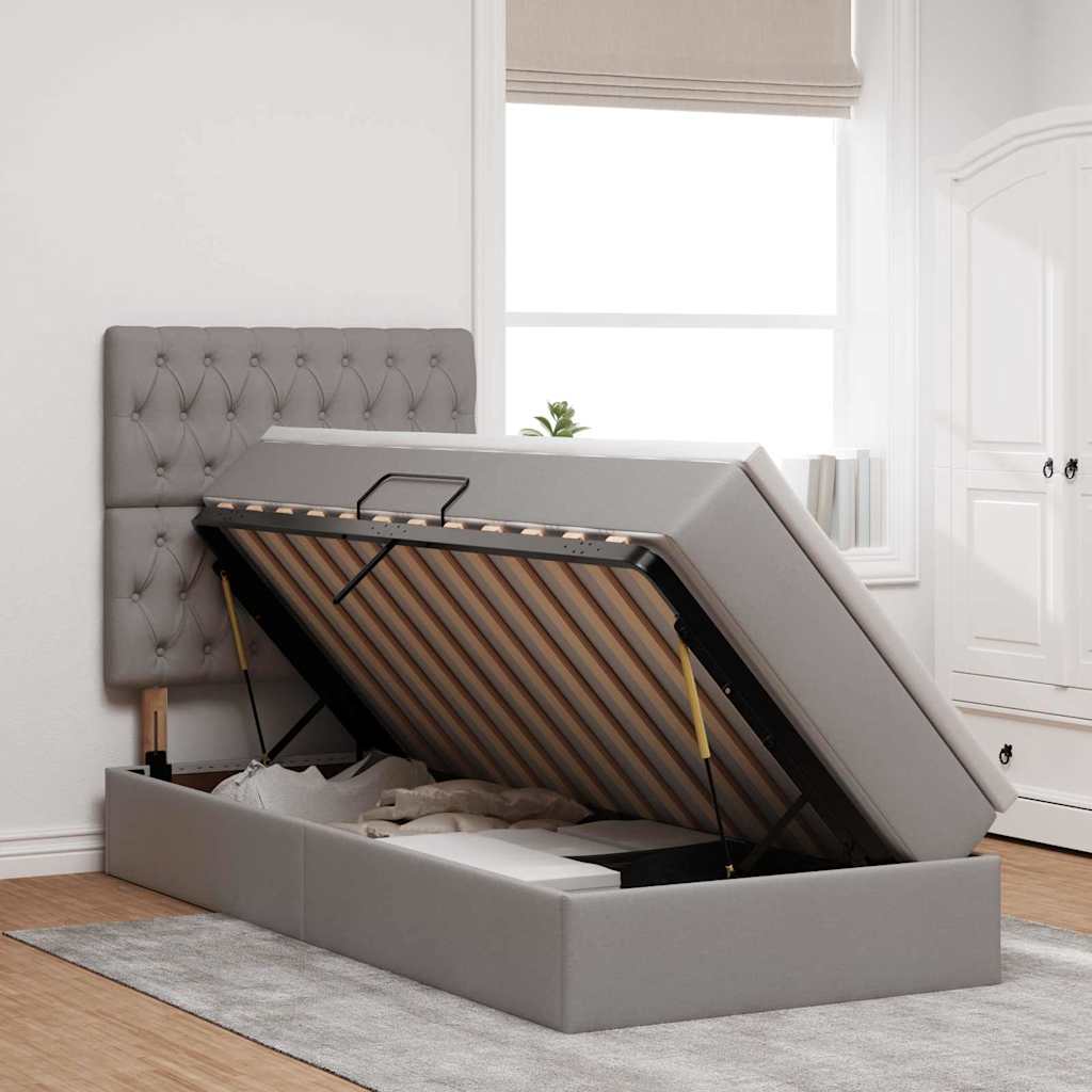 Opslag bed met matras met matras Taupe 90 x 190 cm Polyester
