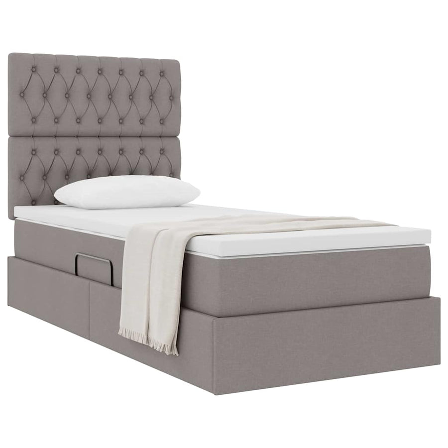 Opslag bed met matras met matras Taupe 90 x 190 cm Polyester