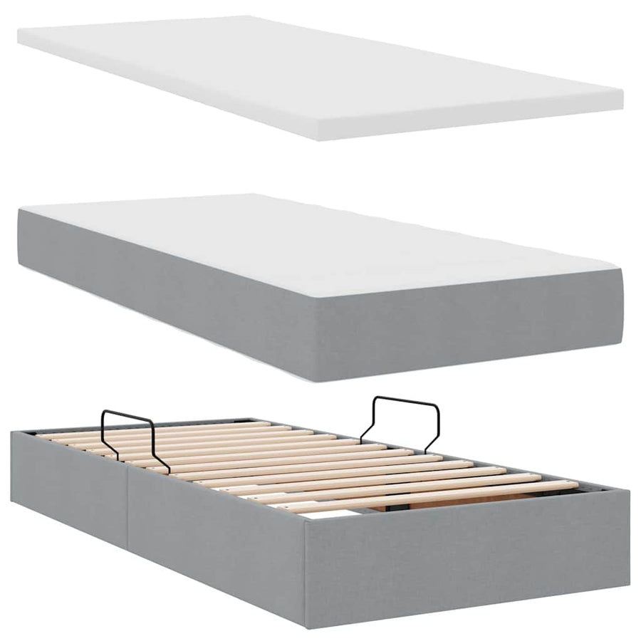 Opslag bed met matras Lichtgrijs 90 x 200 cm Polyester
