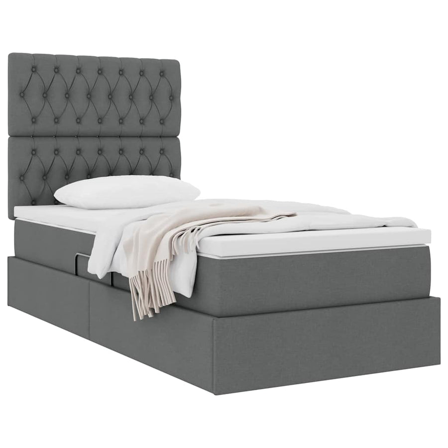 Opslag bed met matras Donkergrijs 90 x 200 cm Polyester