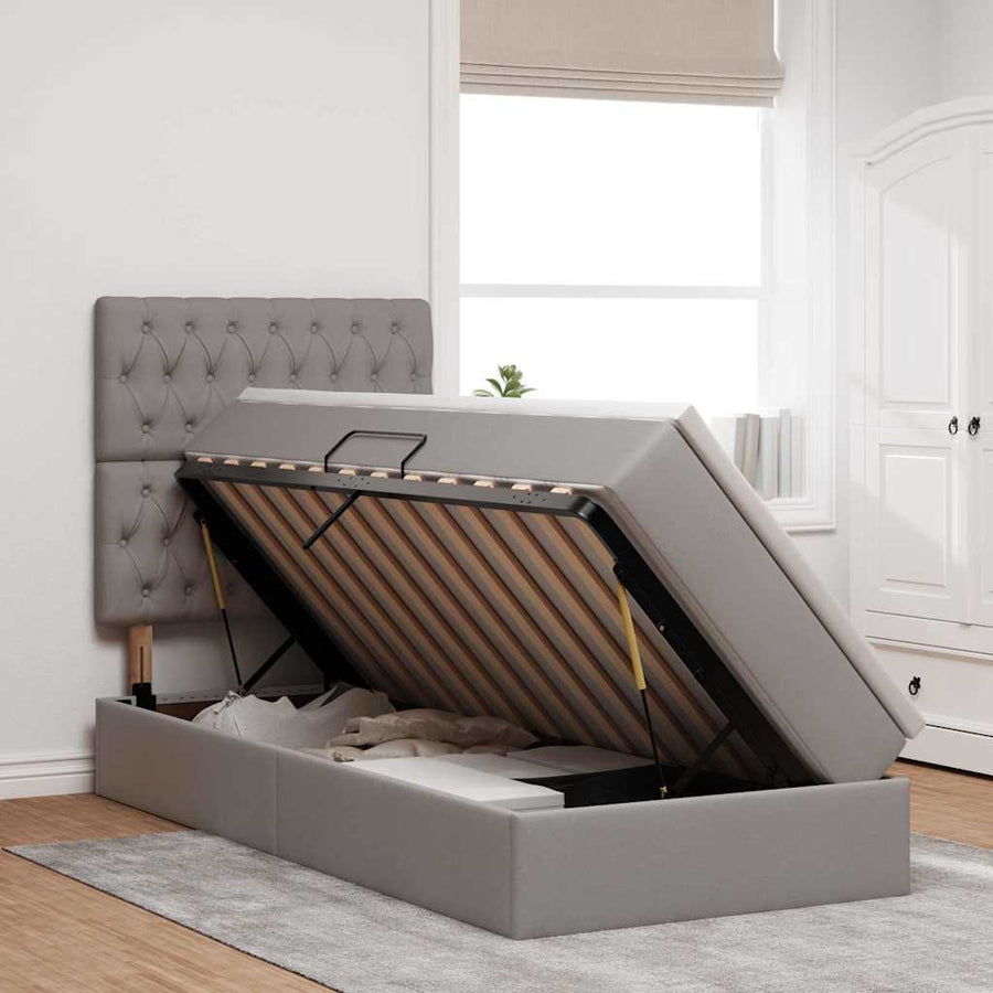 Opslag bed met matras met matras Taupe 90 x 200 cm Polyester