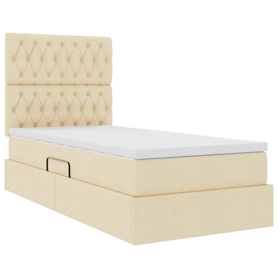 Opslag bed met matras met matras Crème 90 x 200 cm Polyester