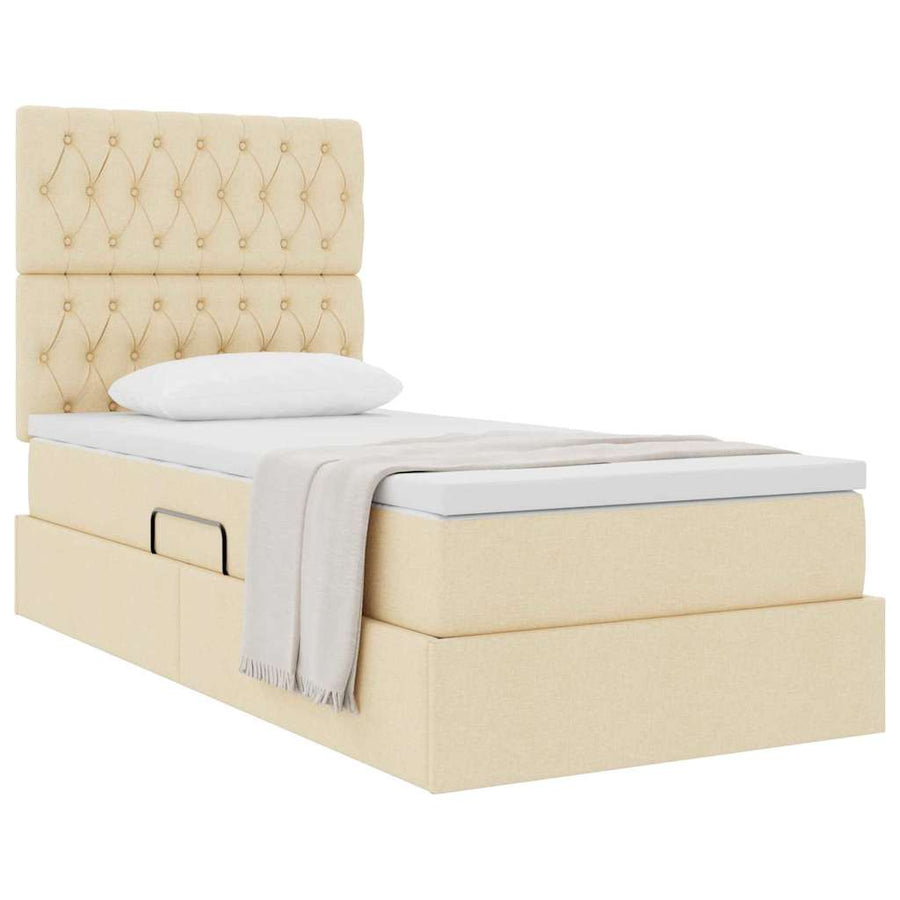 Opslag bed met matras met matras Crème 90 x 200 cm Polyester