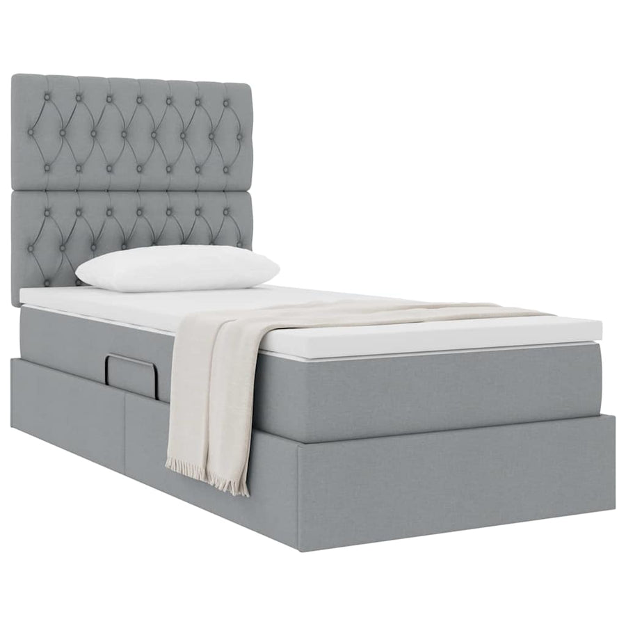 Opslag bed met matras Lichtgrijs 100 x 200 cm Polyester